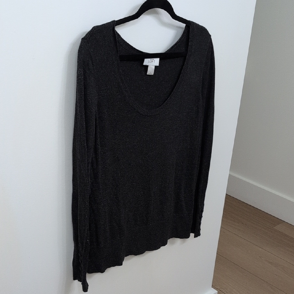 LOFT Charcoal Long Sleeve Top